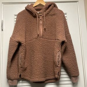 VICTORIA SECRET pink Sherpa half zip sweatshirt